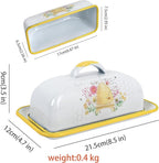 Enamel Butter Dish with Lid Vintage Enamelware Butter Keeper with Flower and Bird Patterns Farmhouse Butter Container Butter holder for Countertop Kitchen Decor(Orange)