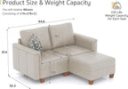 SITJOY 65" Faux Leather Modular Sectional Sofa with Storage, Mid Century Modern Sectional Couches for Living Room, Soft Padded Armrests, 2 Seater L-Shaped Loveseat with Ottoman, Greige