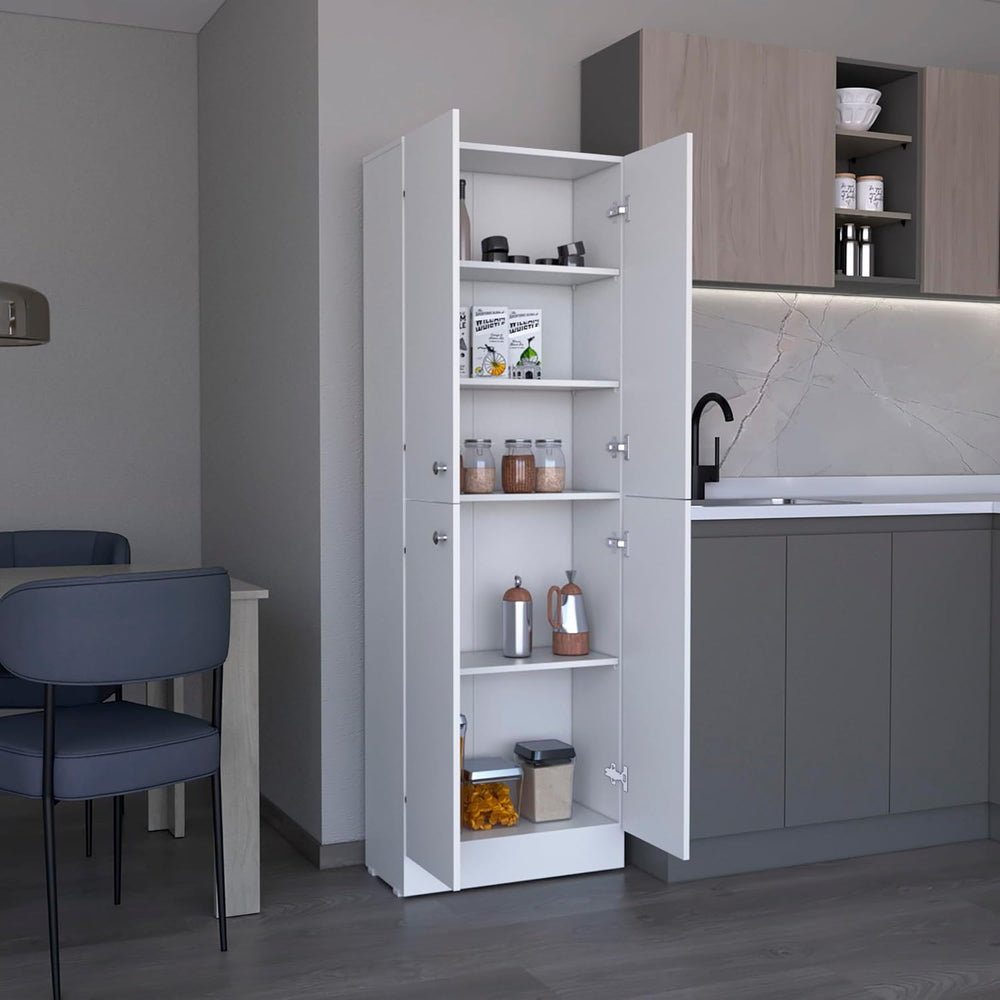 Modern Kitchen Pantry, Storage Cabinet with 4 Doors and 5 Adjustable Shelves,...
