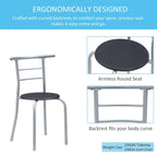 VECELO 3 Piece Wood Round Table & Chair Set for Dining Room Kitchen Bar Breakfast, with Wine Storage Rack, Space Saving, Black
