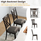 Giantex Wooden Dining Chairs Set of 4, Linen Fabric Upholstered Kitchen Chair w/Rubber Wood Frame, Wide Padded Seat, Curved Cross Back, Farmhouse Side Chairs for Living Room Restaurant, Dark Gray