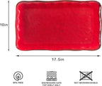 LEHAHA Christmas Melamine Platters for Serving Food, Colored Serving Trays, 17.5 x 10 Rectangular Turkey Serving Tray, Set of 2, Perfect for Outdoor, Christmas Parties, Restaurant, Dishwasher Safe