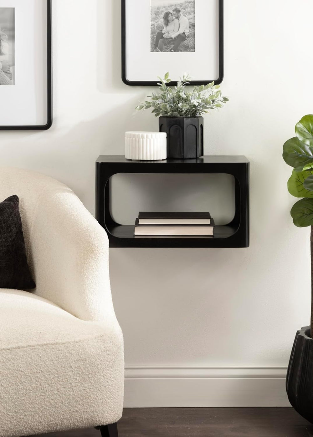 Kate and Laurel Dahl Modern Wood Floating Side Table, 18 x 10 x 10, Black, Co...