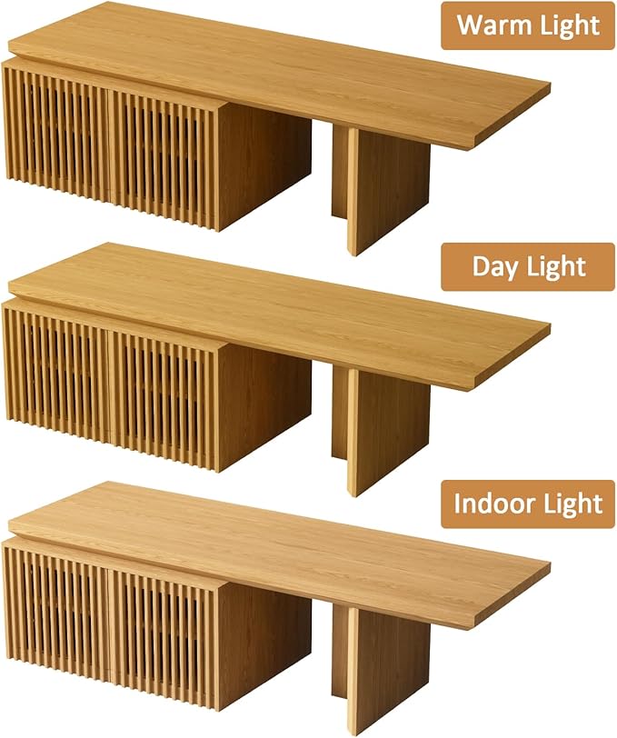 XEW Extendable TV Stand with Storage and Shelves, Wood Entertainment Center for 55+ Inch TV, Modern TV Console, Minimalist Media Console for Living Room, Bedroom-Wood (Extendable: 60.6"-84.3")