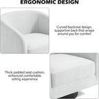 Swivel Barrel Accent Chair, Comfy Reading Armchair, Cream Beige, Set of 1 | Low-Back Design | 360° Swivel | Solid Wood Frame | High-Density Foam Seat | Modern Round Style | For Living Room & Bedroom