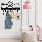 Personalized Key Holder Wall Mount, Custom Couple's Name Key Holder for Wall, Love Shape Wedding Couple Gifts, Metal Key Rack Coat Rack, Key Rack Organizer for Bedroom Hallway Decor