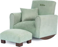 Toddler Personalized Armchair, Kids Upholstered Rocking Chair with Personalization, Toddler Chair with Personalized Name, Comfy Child Armchair, (Seafoam Green Suede, Rockers)