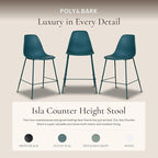 Poly & BARK Isla Bar Stools Set of 3 – Counter Height Bar Stool for Kitchen – Set of Counter Stools – Indoor/Outdoor Barstools – Modern Kitchen Bar Stools - Ocean Teal