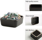 Ceramic Paper Clip Holder for Desk Cute Binder Holder Paperclip Holders for Office Paper Clips Dispenser Organizer desk décor (black)