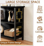 HOMISSUE Book Shelf, 3 Tier Deep Bookshelf with Storage, Engineered Wood and Metal Shelf Bookcase, Low Short Bookcases for Small Space, Living Room, Bedroom, Office, Black