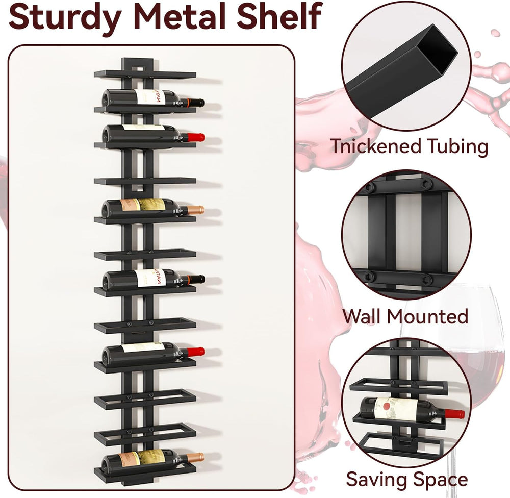IBUYKE Wall Mounted Wine Rack 12 Bottle,Metal Storage Rack,Black TMJ909B | Wi...
