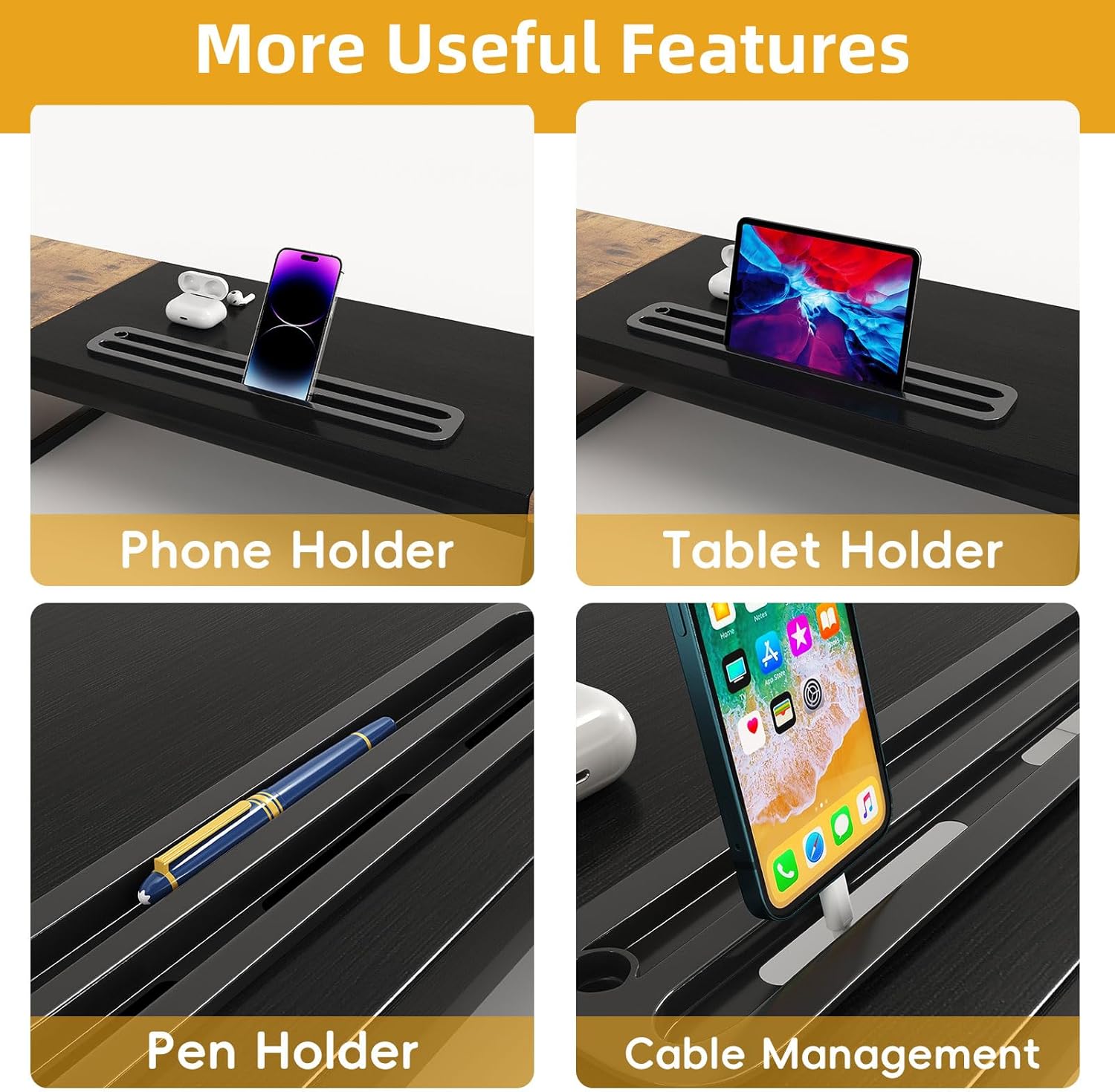 Dual Monitor Stand Riser with 2 Drawers - 39Inch Large Storage Computer Monitor Stands for 2 Monitors, Wooden Desktop Organizer Perfect for Home Office Desk, Computer, Laptop, TV