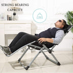 Lounge Chairs Padded Gravity Lounge Chair Wider Armrest Adjustable Folding Recliner Garden Deck