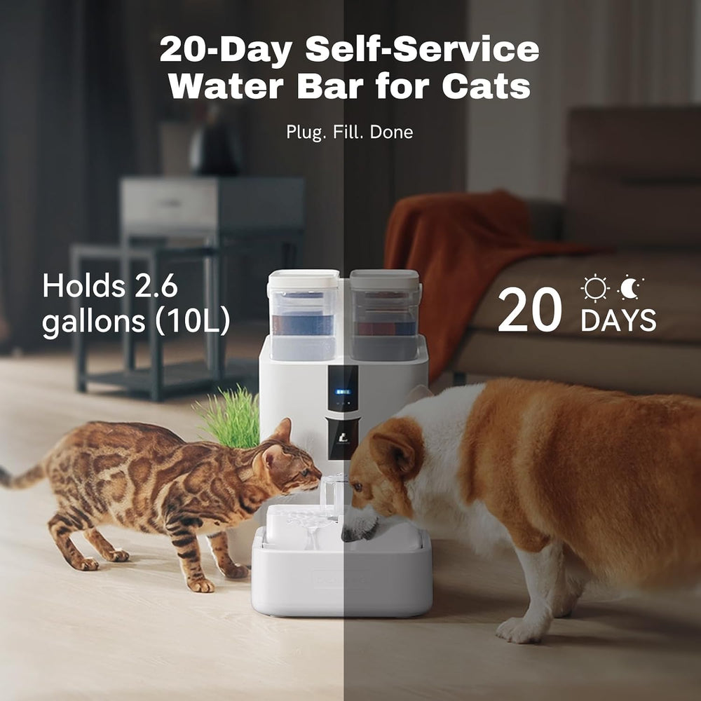 Automatic Cat Water Fountain 10L/338oz Self Filling and Cleaning, Pet Water D...