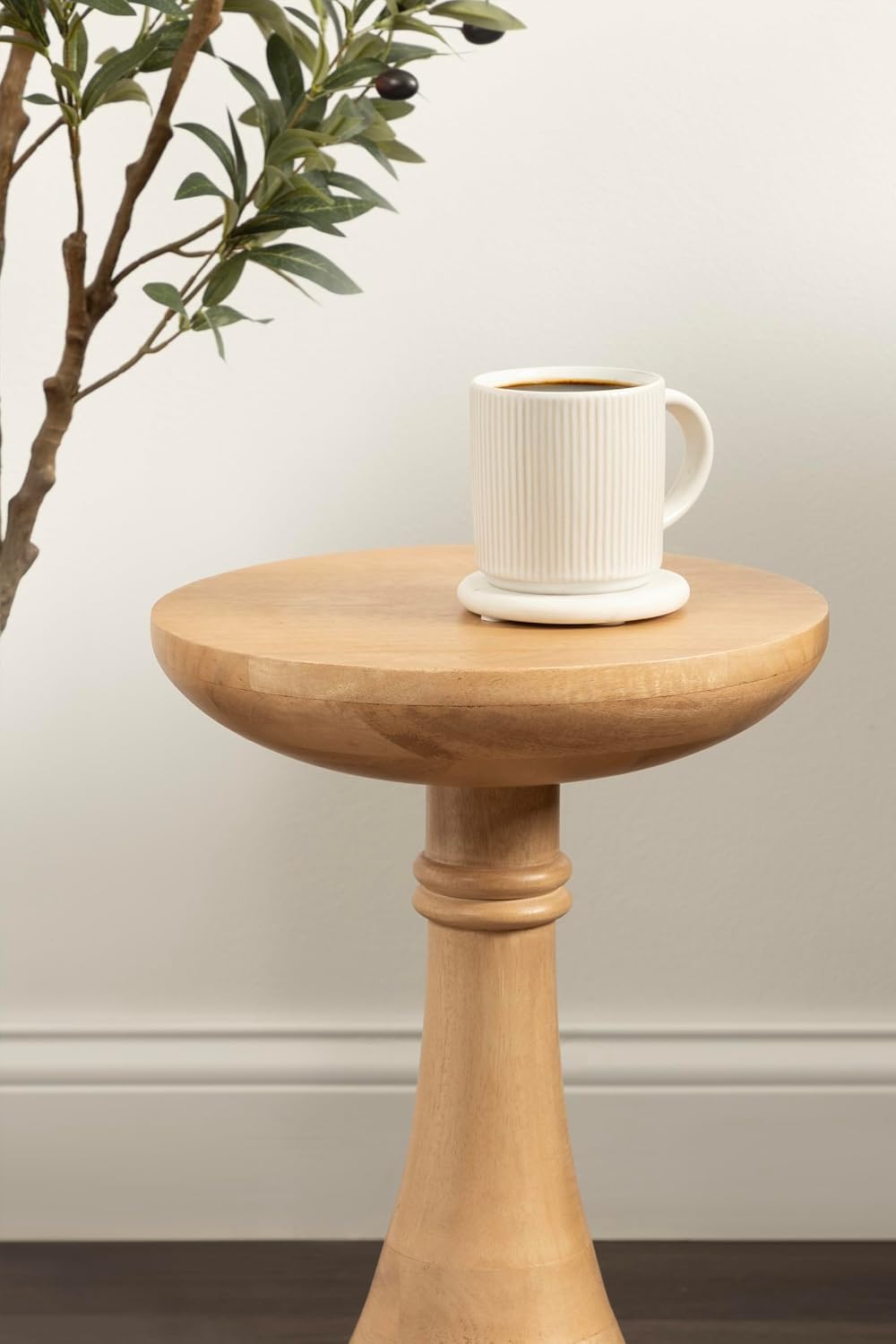 Kate and Laurel Gairola Transitional Wooden Round Side Table, 12 x 12 x 20, N...