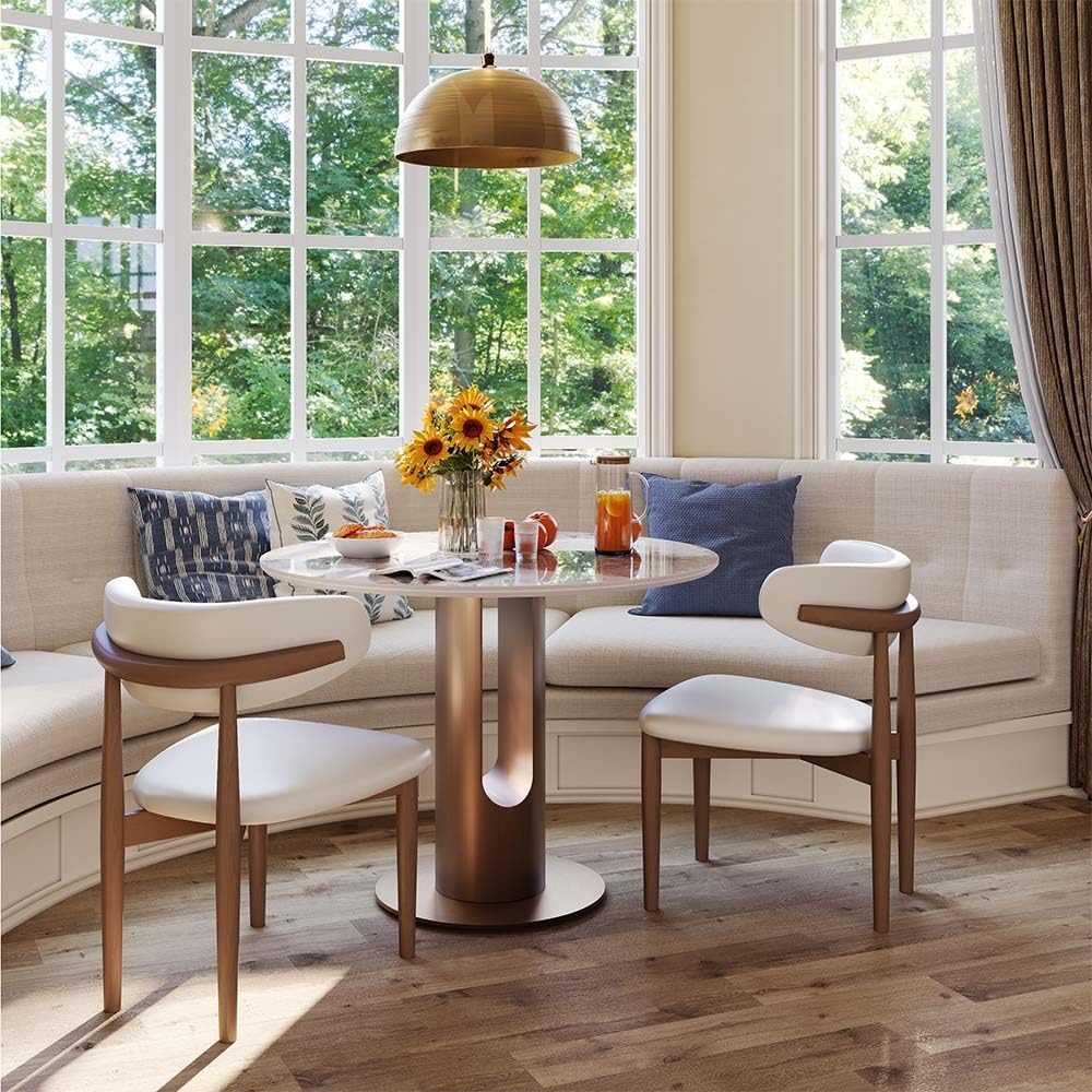 POVISON Round Dining Table, 35" Modern Sintered Stone Kitchen Table for ...
