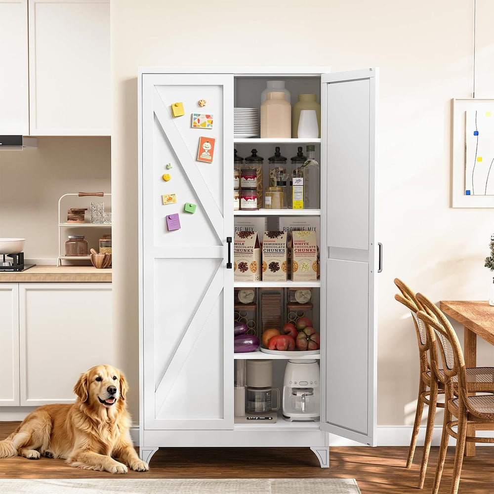 Yizosh Metal Storage Cabinet with Doors and 4 Adjustable Shelves - 75" W...