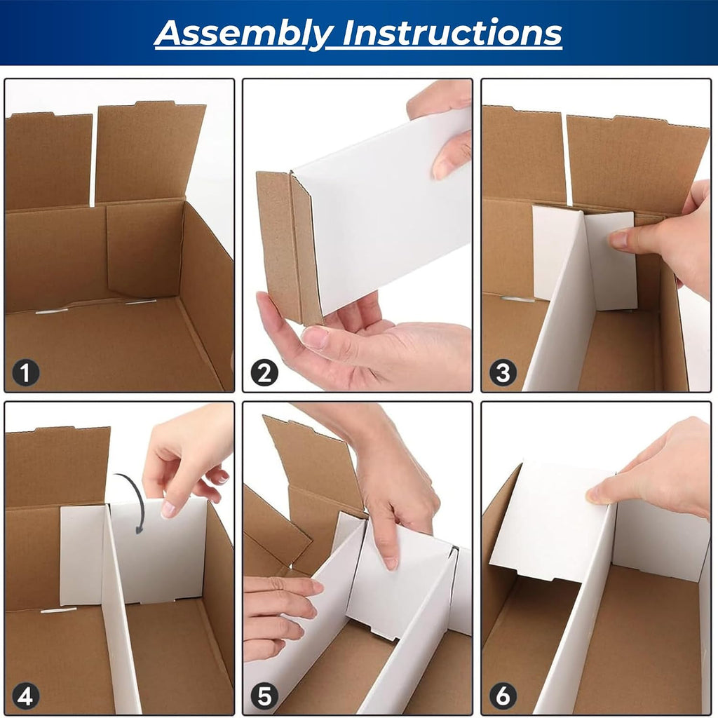Max Protection 2 Row Card Storage Box - Toploader Storage Boxes - 1 Count | Made in USA, Cardboard, Shoe Style, White Corrugated, 200 Lb Test, Holds 1600+ Trading Sports Baseball Collectible