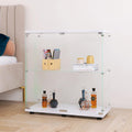 Beauty4U Glass Display Cabinet with 2 Shelves, 2 Doors Curio Cabinets for Living Room, Bedroom, Office, White Floor Standing Glass Bookshelf, Quick Installation