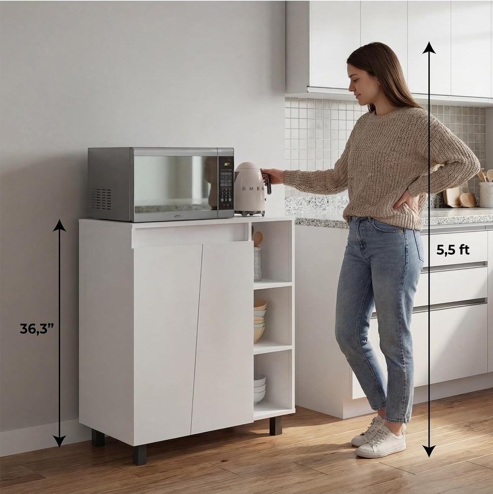 Tuhome Cesna Microwave Sideboard Kitchen Pantry Cabinet, 36.3" Freestand...