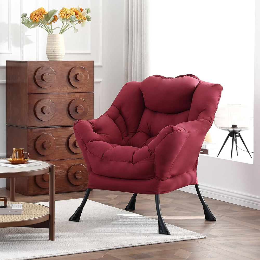 Welnow Lazy Chair for Living Room, Modern Reading Accent Chair with Armrests ...