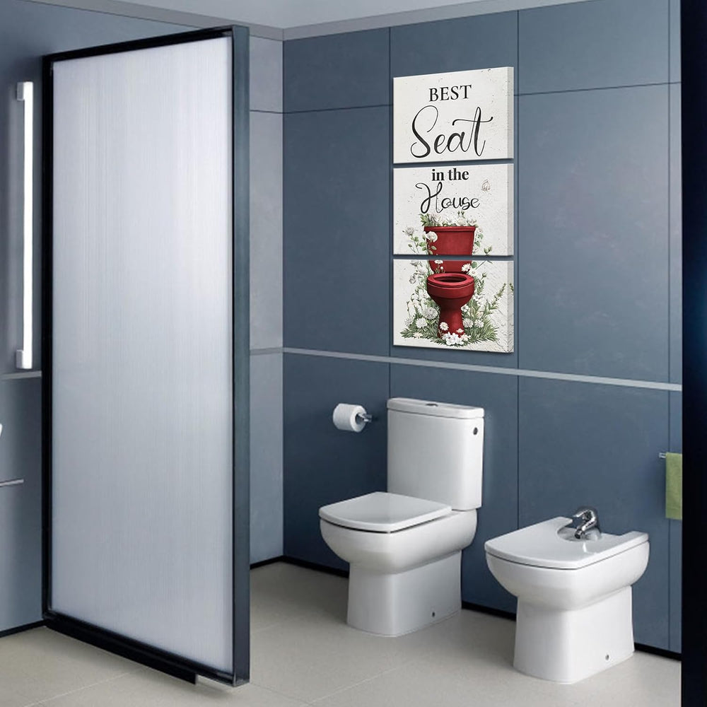 sechars Best Seat in the House Wall Art Funny Bathroom Signs Pictures Paintin...