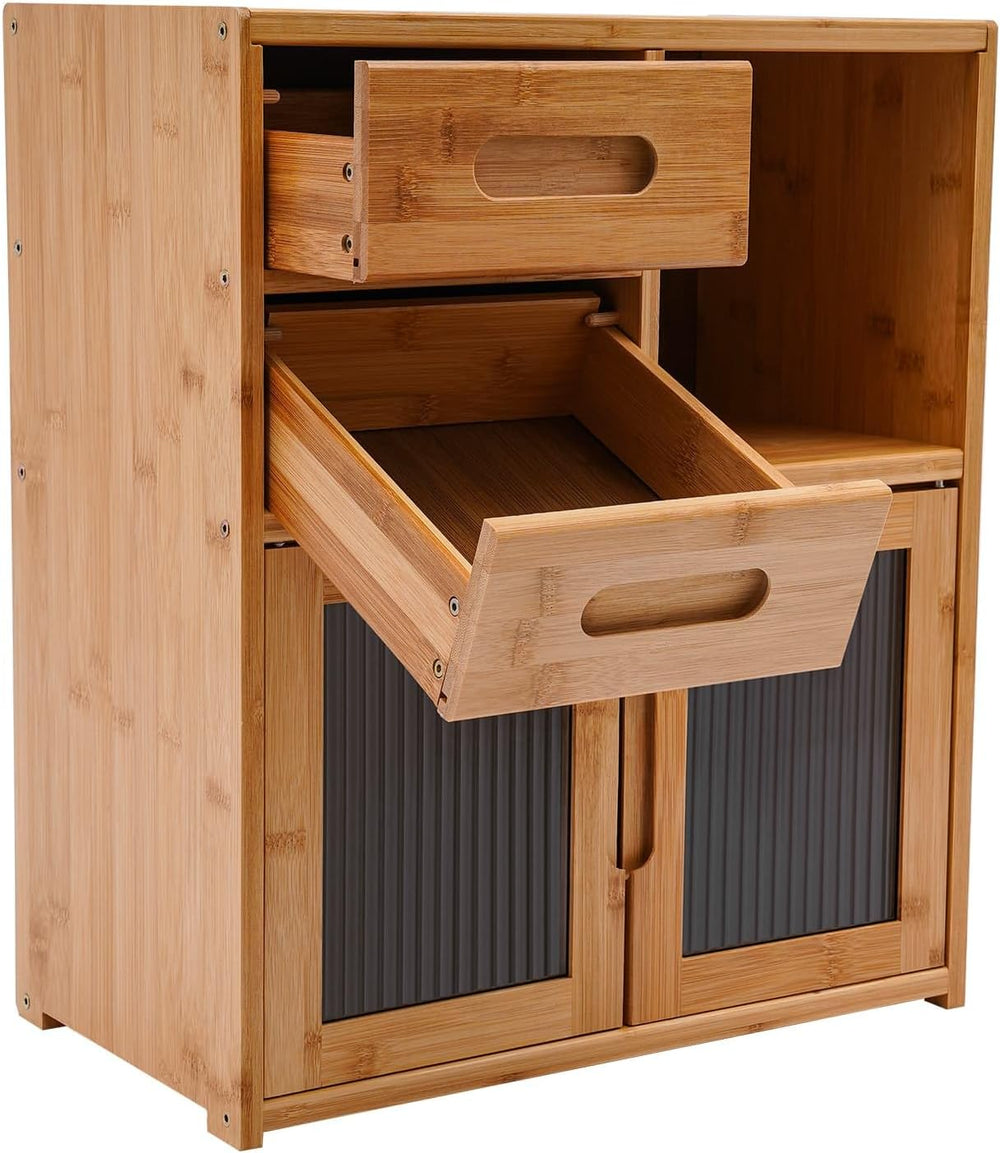 Countertop Bamboo Kitchen Pantry, 16.5*9*18.9in, Freestanding Sideboard with ...