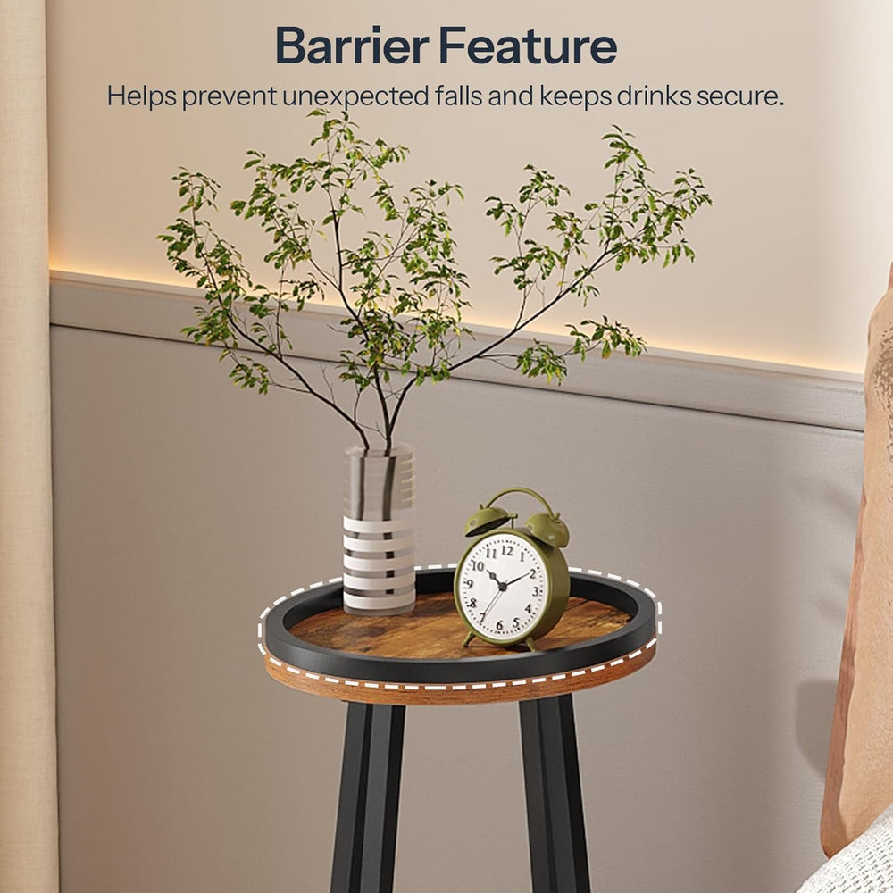HOOBRO Small Round Side Tables, Set of 2, 2-Tier Round Sofa End Tables, Compa...
