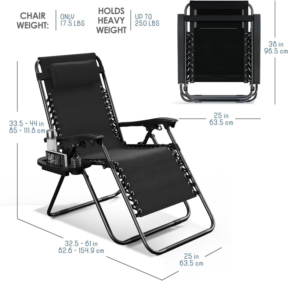 Nestl Zero Gravity Chairs Set of 4, Patio Lounge Chair Outdoor with Pillows &...