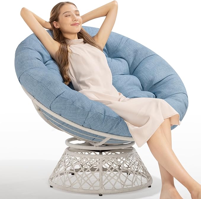 Bme 40" Ergonomic Wicker Papasan Chair