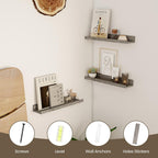 Axeman Floating Shelves for Wall | Picture Ledge Shelf Set of 2 | Rustic Grey Picture Shelf for Wall with Ledge | Small Floating Shelves with Lip | Photo Ledge Shelves for Books Album Records