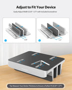AboveTEK Vertical Laptop Stand, 3 Slots Aluminum Desk Laptop Holder & Laptop Docking Station Stand for MacBook, Tablet, Phone - Universal Fit (Up to 17.3") - Heavy Duty Polished, Anti Slide - Silver