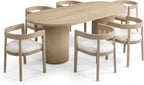 Christopher Knight Home 7 Piece Dining Table Set for 6, 88" Oval Cylinder Kitchen Table & Chairs, MDF Wood Dining Room Table Set with 6 Upholstered Chairs, Farmhouse Breakfast Table Set, Light Ash
