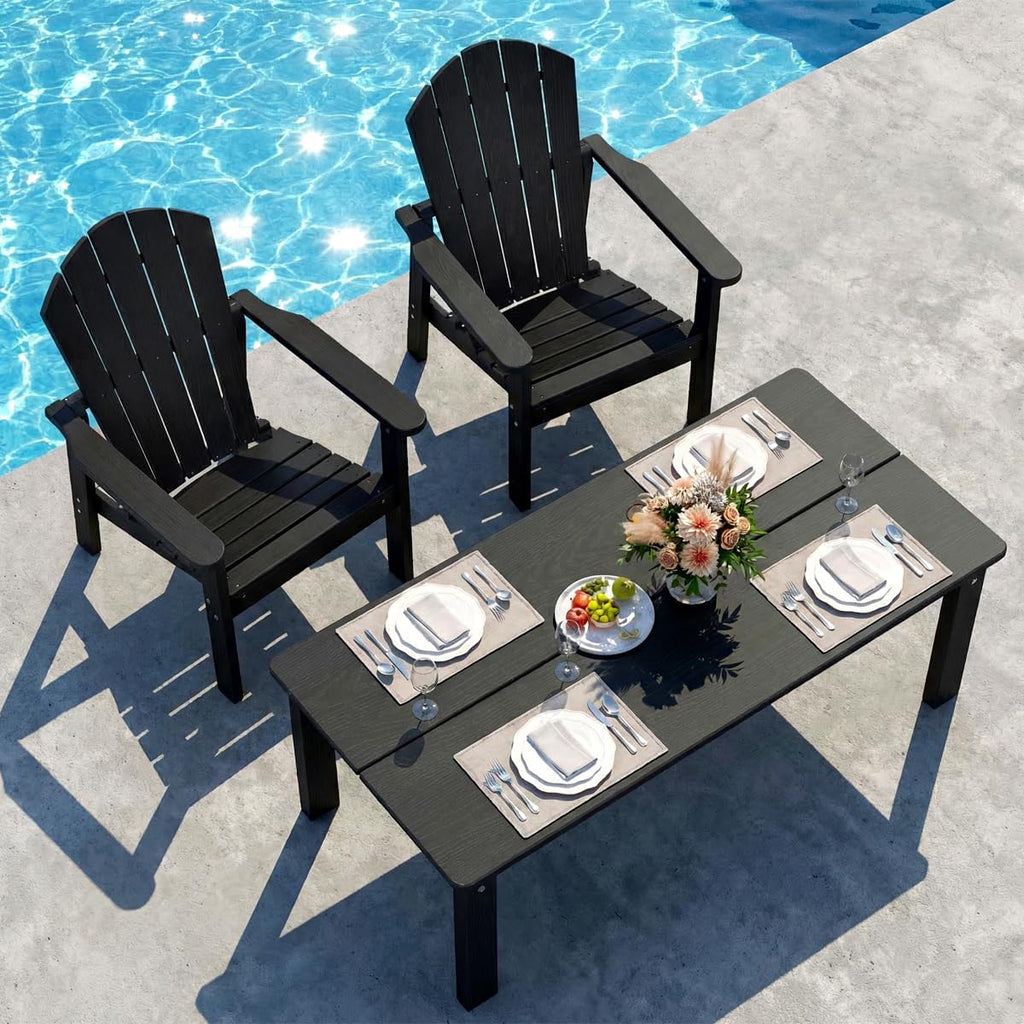 nevilywood Adirondack Coffee Table, All-Weather HDPE,Black | 47.2" x 22.7" x 17",220lbs,304 stainless steel hardware,Ideal for patios, decks, poolsides,Easy to Assemble,Low Maintenance