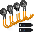 3-H Heavy Duty Magnet Garage Hooks 4 Pack, J Shape Strong Magnetic Hooks for Hanging Cordless Power Drill, Utility Magnetic Tool Holder for Metal Cabinet, Steel Pegboard, Toolbox, Garage(Orange)