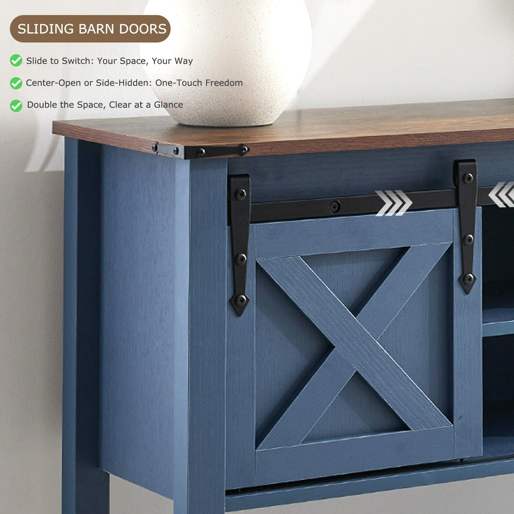 Entryway Table with Storage, Farmhouse Buffet Cabinet Coffee Bar Kitchen Isla...