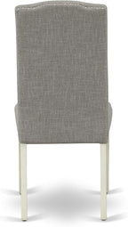 East West Furniture X027EN206-6 6 Piece Kitchen Table Set Contains a Rectangle Dining Table with X-Legs and 4 Dark Shitake Linen Fabric Parson Chairs with a Bench, 40x72 Inch, Multi-Color