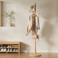 Muwuele Solid Wood Cactus Coat Rack, Freestanding Coat Rack With 6 L-Shaped Hooks and 3 Adjustable Sizes, Coat Tree for Bedroom, Entryway, Livingroom, Coat Hanger Stand for Coats, Handbags (Natural)