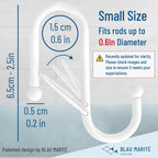 10-Pack Metal S Hooks for Hanging – Heavy-Duty S-Shaped Hooks with Safety Buckle – Fits Bars up to 0.6 in – Anti-Drop Hooks for Kitchen, Pot Racks & Towel Bars – White (Small)