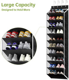 KEEPJOY 10 Tiers Mesh Over Door Shoe Organizer Storage, Hanging Shoe Holder for Door with Large Deep Pockets, Fit 20-30 Pairs Shoe Rack for Sneakers, Boots.(Black)