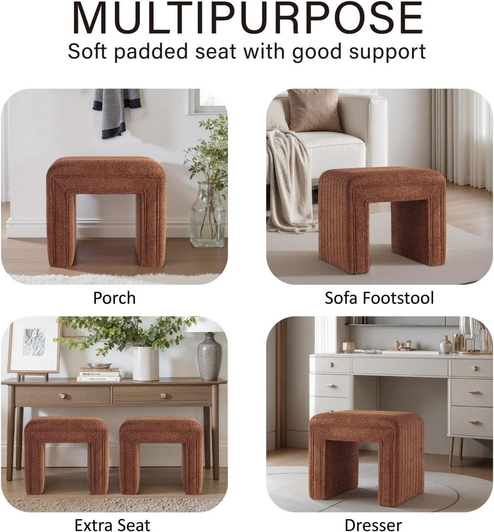 Get Set Style Vanity Stool Chair,Modern Boucle Ottoman Foot Stool with Wooden...
