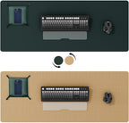 DAWNTREES Dark Green Desk Mat,Leather Desk Pad,35.5"x17",Cork Desk Mat Protector,with PU Leather Valet Tray Organizer,Large Mouse Pad,Desk Writing Pad for Office and Home