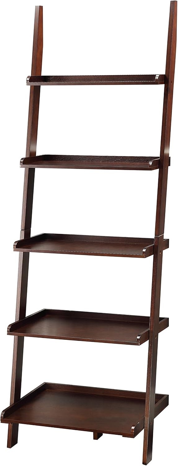 Convenience Concepts 5 shelves, American Heritage Bookshelf Ladder, Espresso, 72.75" x 25"