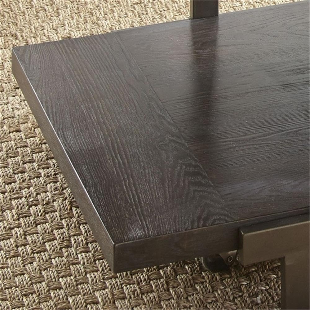 Pemberly Row Contemporary 3-Piece Coffee Table Set, Smoky Brown Finish, Ash V...
