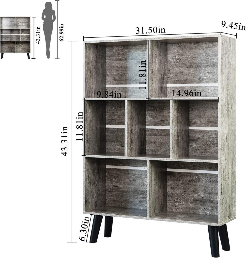 LEYAOYAO Bookshelf Cube Storage Organizer,3 Tier Bookcase with Legs,Modern Wo...