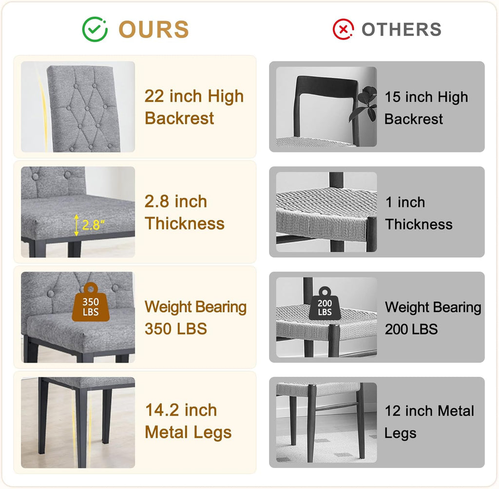 63" White Modern Dining Table Set for 6,6-Piece Faux Marble Dining Room Table Set with 4 Tufted High-Back Upholstered Chairs and Bench,18" Thick Kitchen Table with Bench and Chairs Set for Family