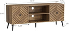 Smuxee Walnut TV Stand with Fluted Diamond Doors, 55.12" Mid Century Modern TV Media Console for TVs up to 65", TV Cabinet with Adjustable Shelf & 2 Cabinets for Living Room