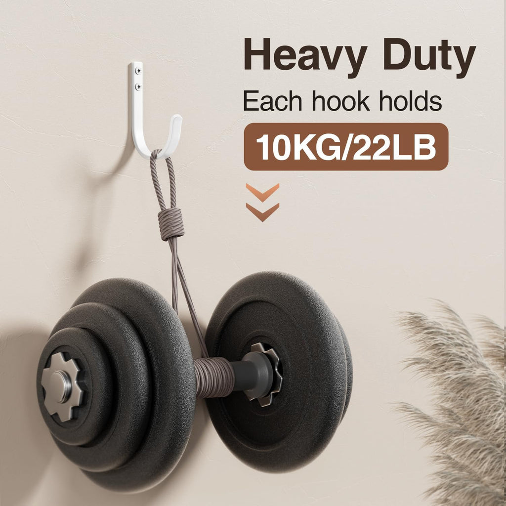 Wall Hooks for Hanging Towel/Coat - 22LB Screw in Metal Hanger Wall Mount, for Outdoor, Closet, Door, Bathrooms, for Backpack, Robe, White 5 Pack