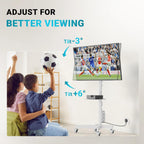 BONTEC Rolling TV Stand with Pegboard Storage for 32–65 Inch TVs, White | Height Adjustable Mobile TV Cart on Metal Wheels with Shelf & Cable Management,Holds up to 88 lbs, Max VESA 400x400mm