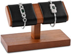 Oirlv Solid Wood Double Watch Display Stand Watch Bracelet Organizer（Black）